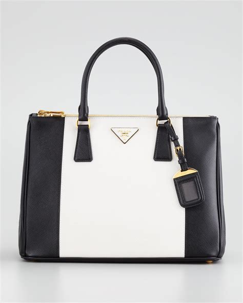 prada bicolor saffiano black and white bags|Prada saffiano shopping bag.